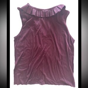 Adriano Goldschmied XS Shirt Cotton Burgundy Ruffle Blouse purple